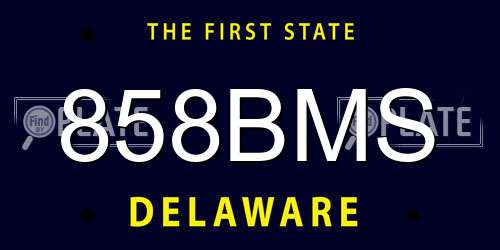 858BMS Delaware License Plate