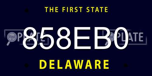 858EB0 Delaware License Plate