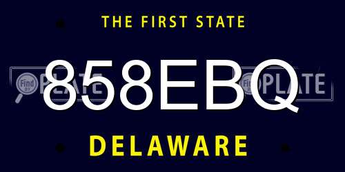 858EBQ Delaware License Plate