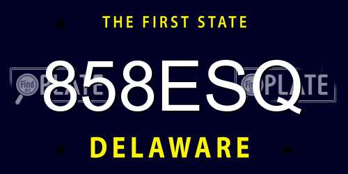 858ESQ Delaware License Plate