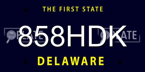858HDK Delaware License Plate