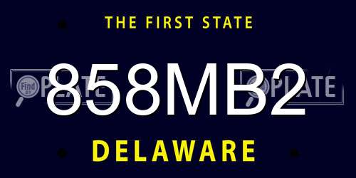 858MB2 Delaware License Plate