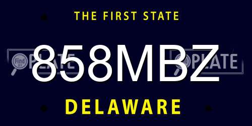 858MBZ Delaware License Plate