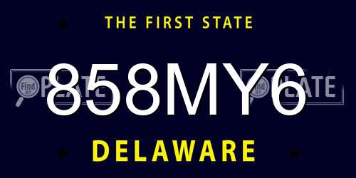 858MY6 Delaware License Plate
