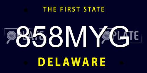 858MYG Delaware License Plate