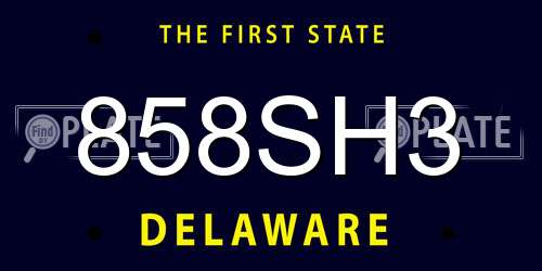 858SH3 Delaware License Plate