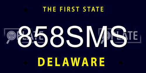 858SMS Delaware License Plate