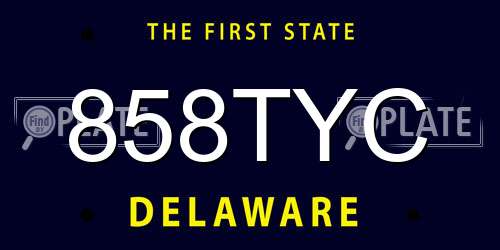 858TYC Delaware License Plate