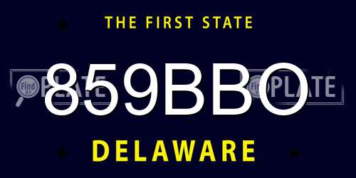 859BBO Delaware License Plate