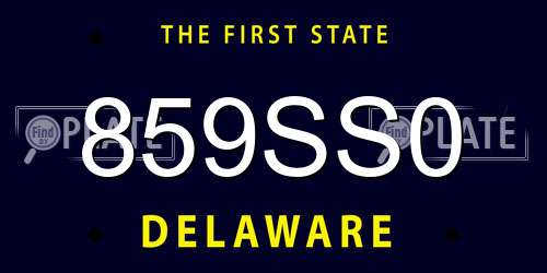 859SS0 Delaware License Plate