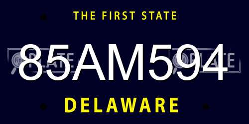 85AM594 Delaware License Plate