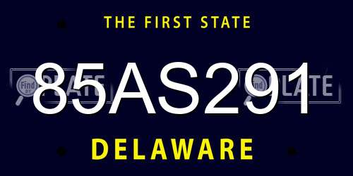 85AS291 Delaware License Plate