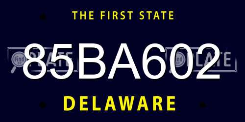 85BA602 Delaware License Plate