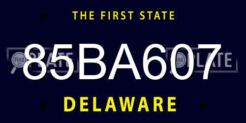85BA607 Delaware License Plate