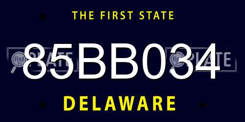 85BB034 Delaware License Plate