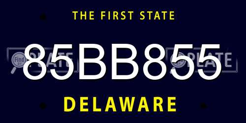 85BB855 Delaware License Plate