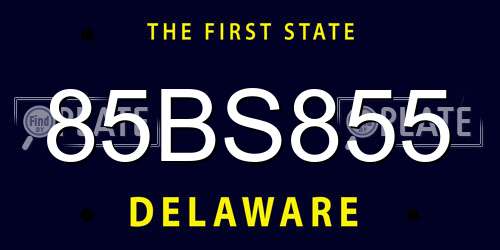 85BS855 Delaware License Plate