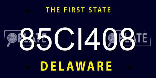 85CI408 Delaware License Plate
