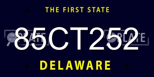 85CT252 Delaware License Plate