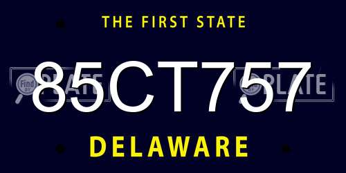 85CT757 Delaware License Plate