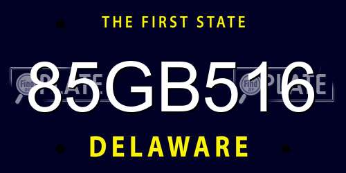 85GB516 Delaware License Plate