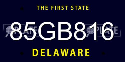 85GB816 Delaware License Plate