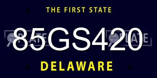 85GS420 Delaware License Plate