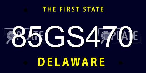 85GS470 Delaware License Plate