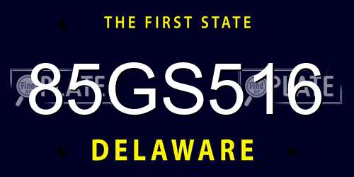 85GS516 Delaware License Plate