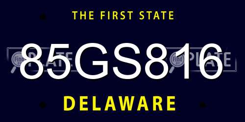 85GS816 Delaware License Plate