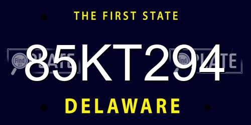 85KT294 Delaware License Plate