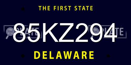 85KZ294 Delaware License Plate