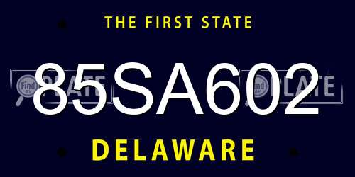85SA602 Delaware License Plate