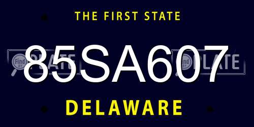 85SA607 Delaware License Plate