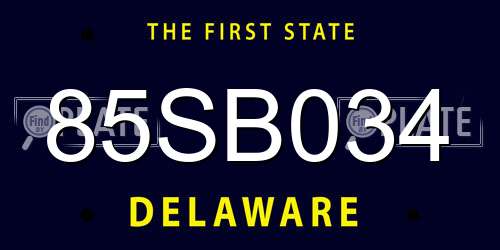 85SB034 Delaware License Plate