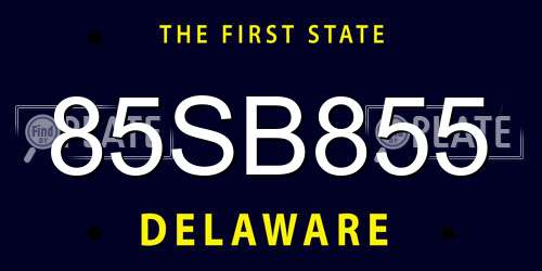85SB855 Delaware License Plate