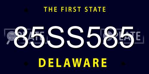 85SS585 Delaware License Plate