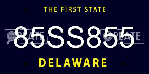 85SS855 Delaware License Plate