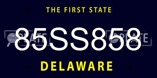 85SS858 Delaware License Plate