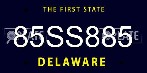 85SS885 Delaware License Plate