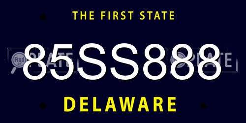 85SS888 Delaware License Plate