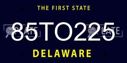 85TO225 Delaware License Plate