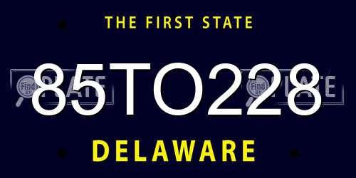 85TO228 Delaware License Plate