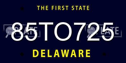 85TO725 Delaware License Plate