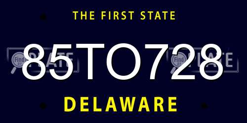 85TO728 Delaware License Plate