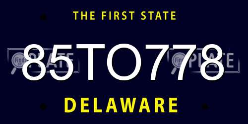 85TO778 Delaware License Plate