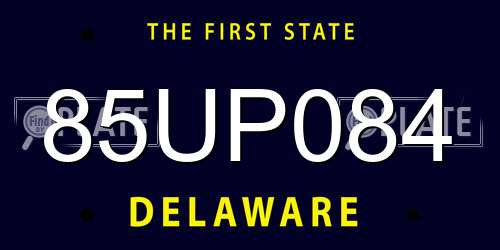 85UP084 Delaware License Plate
