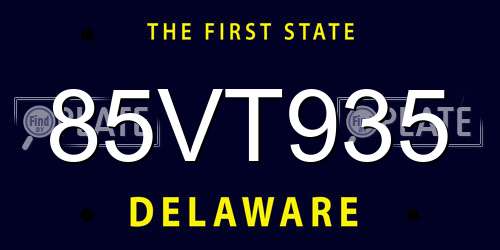 85VT935 Delaware License Plate