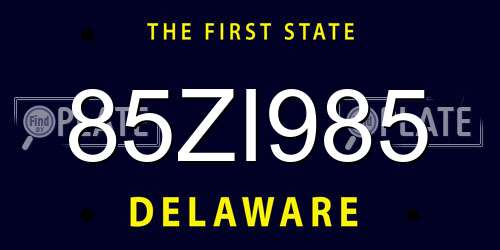 85ZI985 Delaware License Plate