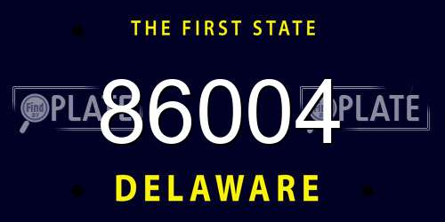 86004 Delaware License Plate